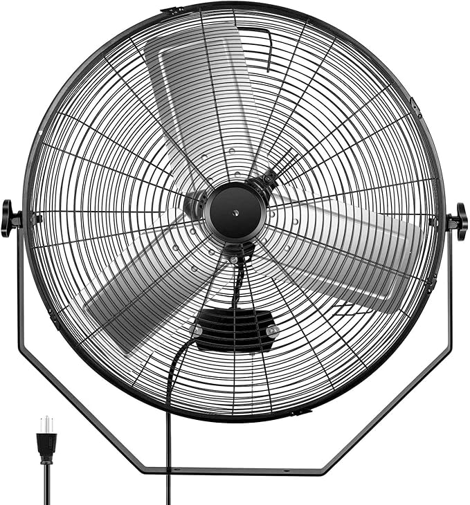 Simple Deluxe 24 Inch Industrial Wall Mount Fan, 3 Speed Commercial Ventilation Metal Fan for Warehouse, Greenhouse, Workshop, Patio, Factory and Basement - High Velocity, black