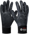 KAYGO Winter Waterproof Work Gloves for Men and Women, Thermal Insulated Freezer Rubber Coated Gloves,Super Grip, KG160 (L, Black)
