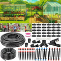 Drip Irrigation System, 213FT Drip Irrigation Kit for Garden - 50FT Main & 163FT Branch Tubing, Adjustable Nozzles for Drip or Mist Cooling, Irrigation System for Garden, Lawn, Patio, Raised Bed