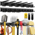 96" Garage Tool Organizer Wall Mount, 1250lbs Heavy Duty Garden Tool Storage Rack with 15 Adjustable Hooks for Yard, Shed, Garage (6 Racks, 15 Hooks, 2 Straps, Steel)