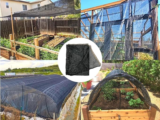 BeGrit 30% Shade Cloth Plant Cover Sunblock Sun Shade Net Sun Mesh with Ties for Garden Flower Plants 6.6ft x16.6ft