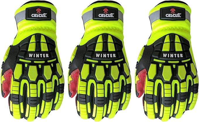 Cestus 5207, Winter Work Gloves for Men, ANSI Cut A9 (1,3,10,50 Pairs) Insulated Waterproof Impact Gloves for Cold Weather