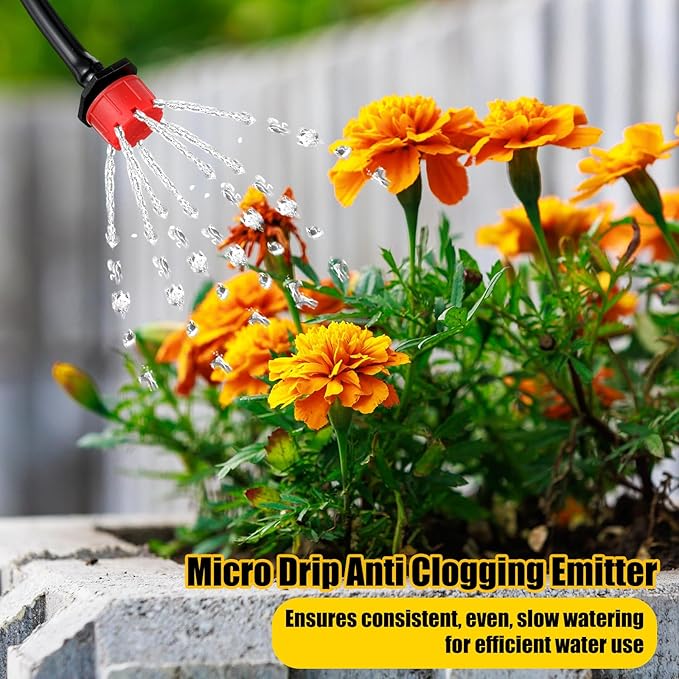 Yaocom 400 Pcs Sprinkler Irrigation Drippers, 1/4 Inch Barbed Drip Emitter, 360 Degree Watering Adjustable Suitable Anti-Clogging Drippers for 4mm/7mm Garden Watering Tubing System (Red)