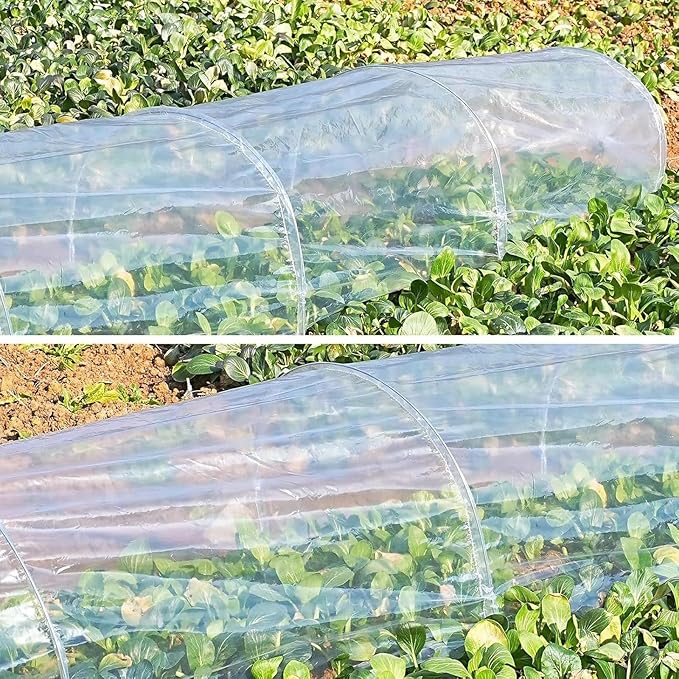10 ft Portable Greenhouse with Quick-Release Tech Garden Tunnel Shade Net Cover, Sun & Heat Protection for Vegetables & Plants, Includes Hoops & Stakes(White,2 Packs)