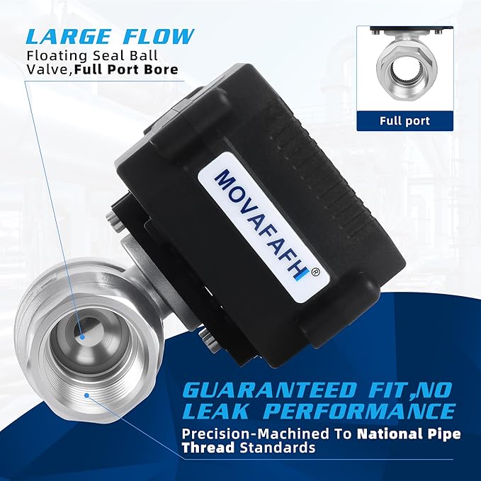 1/2" WiFi Motorized Ball Valve - Smart Water Timer Automatic Shutoff Sensor,5V DC USB Connection,Stainless Steel