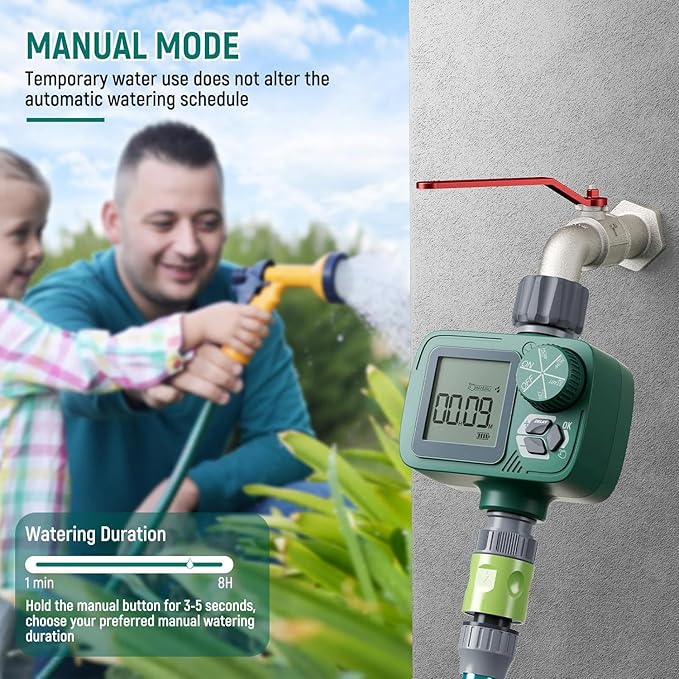 Sprinkler Timer: Programmable Hose Timer with Rain Delay/Manual/Automatic Watering System, Water Timers for Garden Hose, Digital Drip Irrigation for Yard Lawn Outdoor（1 Outlet）