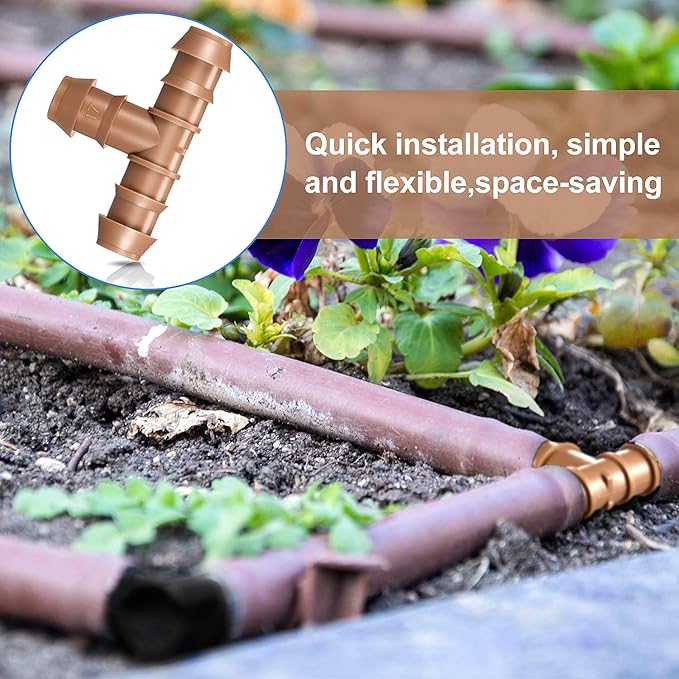 Boao 20 Packs 1/2 Inch Drip Irrigation Fittings Connectors Barbed Connector Plastics Drip Irrigation Barbed Hose Connector 17 mm Diameter(Tee)