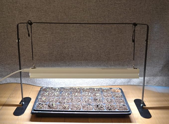 2ft Grow Light for Seed Starting,LED Grow Lamp for Indoor Plants,Seedling Grow Light with Stand,Seed Starter Light Kit with Natural White Spectrum,Height Adjustable,Iron Frame,Timer Outlet