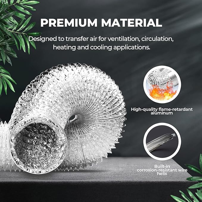 iPower 4 Inch Smart Inline Duct Ventilation Fan, Carbon Filter, 8 Feet Ducting with Temperature Humidity App Control via WiFi, Voice Control with Alexa, for HAVC Hydroponics/Grow Tent