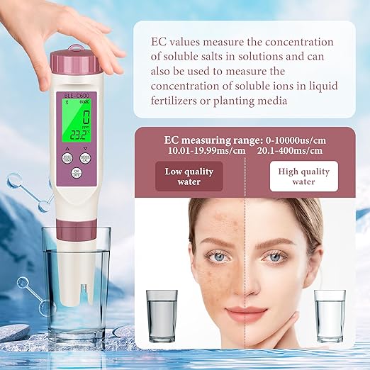 PH Meter 7-in-1 Tds Meter/Salinity Tester/pH Meter/EC Meter/Orp Meter/S.G Meter/Temp ph Tester Digital,PH Meter for Water 0.01pH Accuracy,Tds Meter with ATC.
