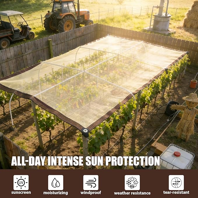 90% Sun Shade Cloth for Garden, 3.3 * 6.5FT Heavy Duty Shade Tarp with Grommets & Reinforced Edges - UV Resistant Sunblock Net for Patio, Backyard, Greenhouse, Kennel, Pergola, Yellow