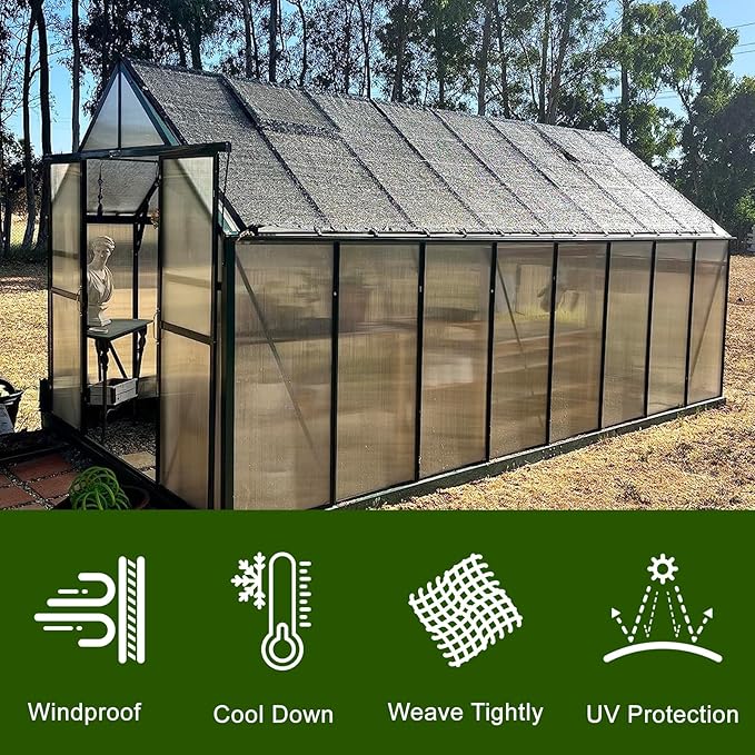 LOVE STORY 12x20FT 90% Black Garden Shade Cloth, Sun Shade Cover Net Mesh Tarp with Grommets, Sunblock Net for Garden,Greenhouse,Plants and Patio
