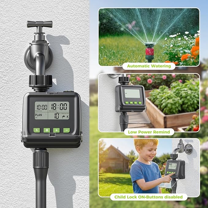 Sprinkler Timer- Hose Timer for Garden Hose, Programmable Watering Timer with Rain Delay, Outdoor Automatic & Manual Drip Irrigation Controller System for Lawn Yard Greenhouse
