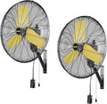 HiCFM 2 Pack 24" Oscillating Wall Fan, 8900 CFM High Velocity Industrial Wall Mounted Heavy Duty Shop Fans with 3 Speed 80° Oscillation for Outdoor Commercial Garage Warehouse workshops Factory