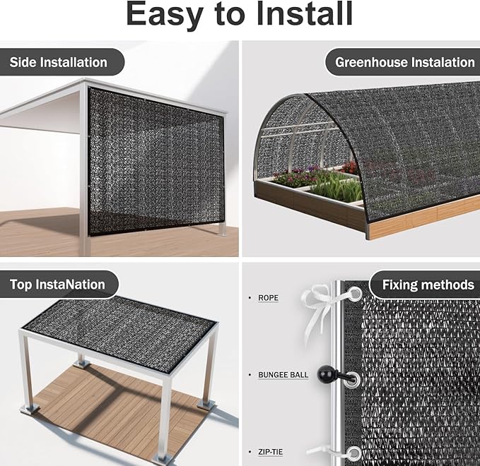 SUNNY GUARD 65-75% Sun Shade Cloth, 12 x 16 FT Black HDPE Mesh – Breathable Garden Shade Cover for Plants, Vegetables, Greenhouse, Patio, Chicken Coop & Dog Kennel