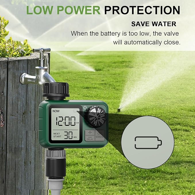 Water Timer for Outdoor Garden Hose, Sprinkler Timer for Garden Faucet with Auto/Manual/Rain Delay Mode, Sprinkler Irrigation Controller for Yard Lawn