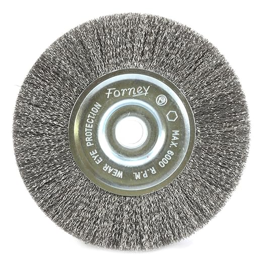 Forney 72743 Wire Wheel Brush, Fine Crimped with 1/2-Inch and 5/8-Inch Arbor, 5-Inch-by-.008-Inch