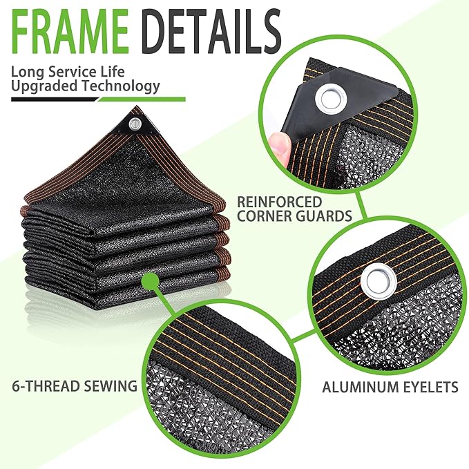 Shade Cloth, 9.8 x 19.7 FT 95% Sunblock Net for Garden Patio with HDPE Material and Reinforced Grommets Shade Tarp for Greenhouse, Plant, Pergola, and Backyard Patio Sunshade