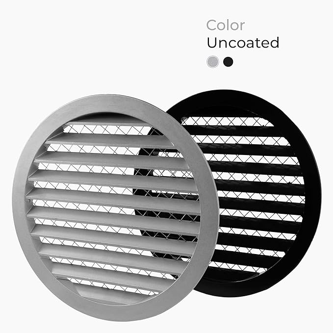 10" Inch Round Aluminum Vent Cover - Air Vent Louver - Soffit Exhaust Vent - Built-in Aluminum Screen - Grill Cover/Dryer Vent Cover for House, Kitchen, Bathroom, Garage, Attic Ventilation
