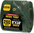 Core Tarps 60% Green Shade Cloth with Grommets - 8 X 16 FT Heavy Duty Mesh Tarp - Sun Shade Cloth for Garden Vegetables Plants Greenhouse Outdoors Backyard Fences Dump Trucks Patio Mesh Shade Tarp