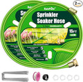 RAINPOINT Sprinkler Hose with Holes 30FT, Flat Soaker Hose with Stakes, Lightweight Water Irrigation Sprinklers System for Garden, Lawn and Yard(15FT, 2Pack)