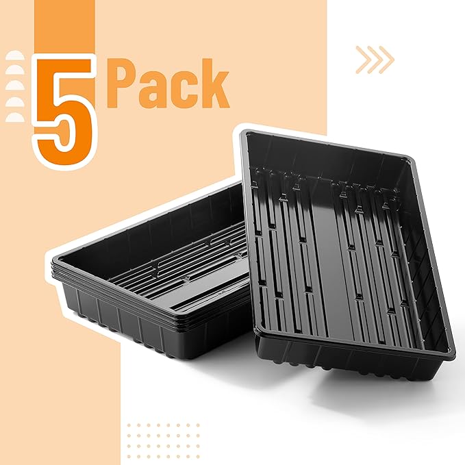Mr. Pen- Seed Starter Trays, 5 Pack, 17"x10"x2.4", Durable Plastic Growing Trays, Stackable and Reusable Seedling Starter Kits for Indoor, Outdoor, Greenhouse Gardening, Planting, Hydroponic Systems