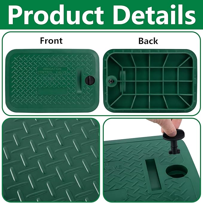 EBaokuup 12 x 17 Inch Irrigation Valve Box Cover, Rectangular Sprinkler Valve Lids with Plug, Sprinkler Valve Cover Replacement for Outdoor Irrigation Watering Equipment, Only Covers, Box Not Included