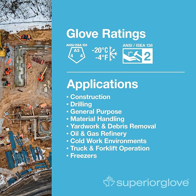 Superior Glove Endura Cut and Impact Resistant Leather Work Gloves – Insulated for Cold Winter Temperatures – 378KGTVB Medium (Pack of 1 Pair)