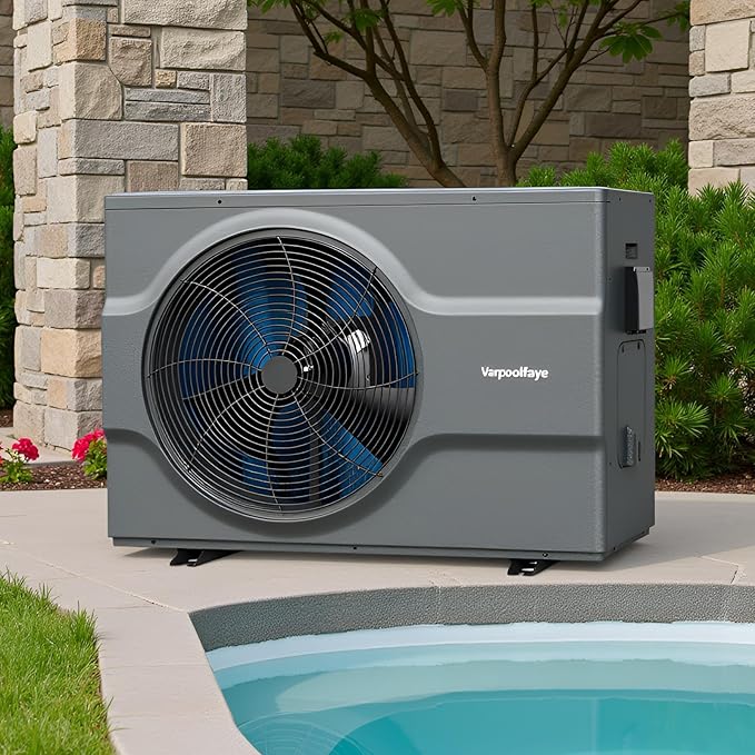 Inverter 120000 BTU Electric Pool Heat Pump for Inground Pool Heater Above Ground 220V 33000 Gallon Heating or Cooling WiFi Control Schedule