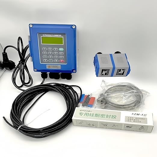 Ultrasonic Water Flow Meter, TUF-2000B Digital Water Liquid Flowmeter Tester, TS-2 TM-1 Ultrasonic Clamp-on Transducers Sensors, LCD Display IP68 Protection for Pipe DN15-700mm