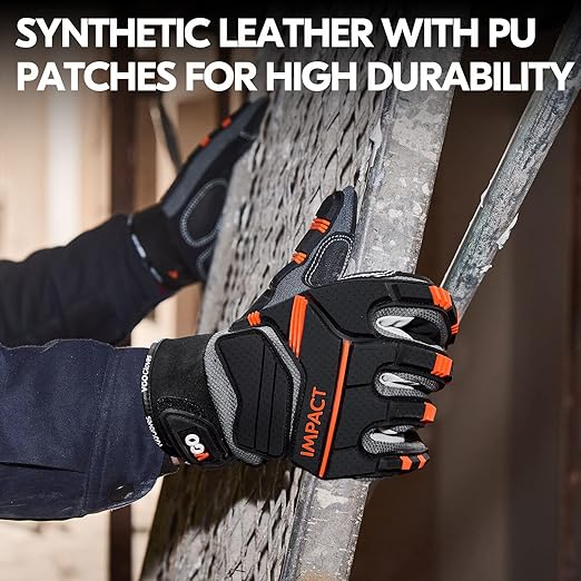 Vgo... Safety Work Gloves - Mechanics, Impact & Rigger Gloves - Anti-Vibration, Heavy Duty (XL, Blue, SL9792IP)