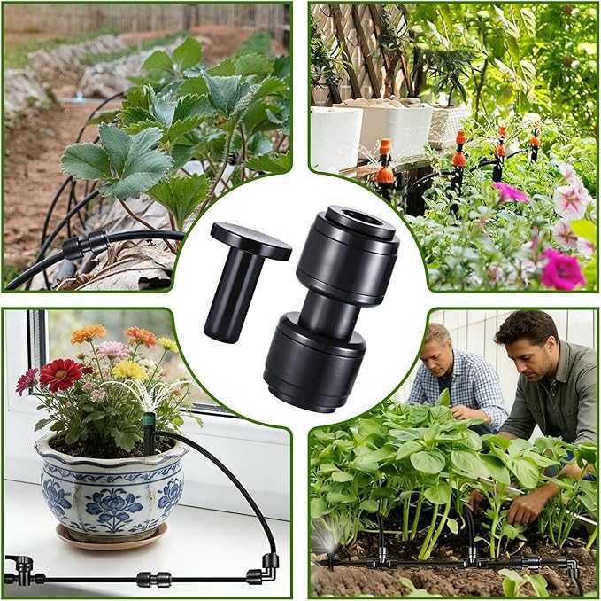 30 PCS Quick Connect 1/4" Drip Irrigation Coupling Fitting,Push-to-Connect Straight Coupler Connectors for 1/4" Irrigation Tubing with 10PCS End Plugs,Hose Connectors for Drip Irrigation System