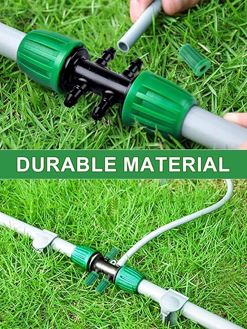 Kalolary 10PCS Barbed Tee 1/2 inch to 1/4 inch Irrigation Tube Anti-Drop Premiun Quality Fitting (fits 13mm ID/ 4mm ID), 16mm PE Pipe Lock Female Connector to 47 Pipe Variable Diameter Six-Way Adapter