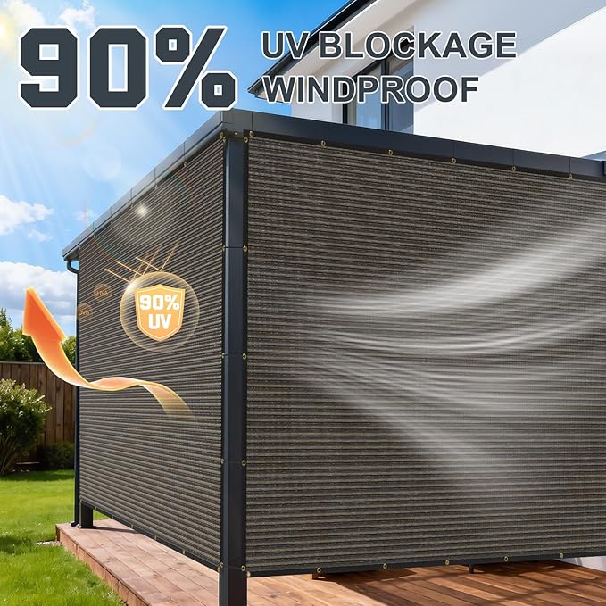 90% Sun Shade Cloth, Kesfitt 8x12FT Garden Shade Cover with Reinforced Grommets, Mesh Tarp Sun Privacy Screen for Greenhouse, Plant, Pergola, and Backyard Patio Sunshade