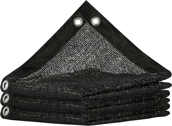 Amgo 70% Shade Fabric 16FT x 20FT Black Sun Shade Mesh, Black Sun Shade Netting with HDPE Material and Heavy Duty Grommets Shade for Greenhouse, Garden, Patio Plants, Pergola (We Make Custom Size)