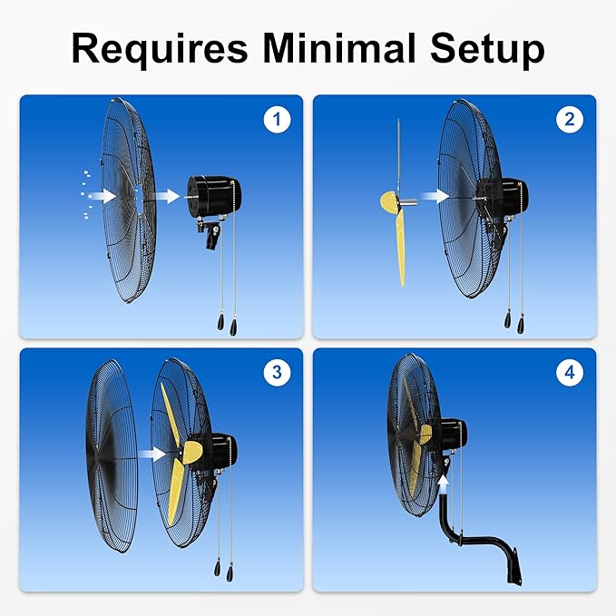 Uthfy 30 Inch Wall Mount Fan, High Velocity Max.11200 CFM Industrial Wall Fan, Heavy Duty Oscillating Fan with 3 Speeds, Outdoor Fan for Garage, Workshop, Patios, Commercial, Indoor Use, ETL Certified