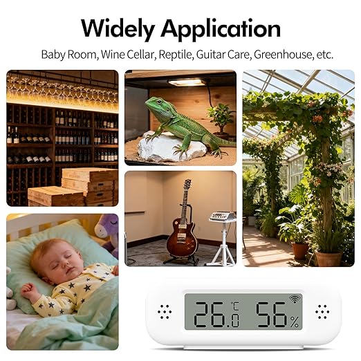 eMylo WiFi Thermometer Hygrometer Sensor, Smart Wireless Indoor Temperature Humidity Monitor with App Alerts, Free Data Storage Export, for Home Room Pet Greenhouse, Compatible with Alexa, 4 PCS