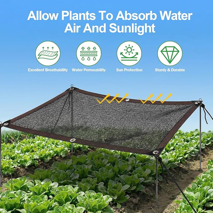 70% Shade Cloth for Garden, 6.56 X 3.3Ft Sun Shades Cloth Outdoor Patio with Stakes, Rope and Gloves, Plant Shades for Outdoor Plants, Durable Uv Blocking Mesh for Garden, Patio, Greenhouse