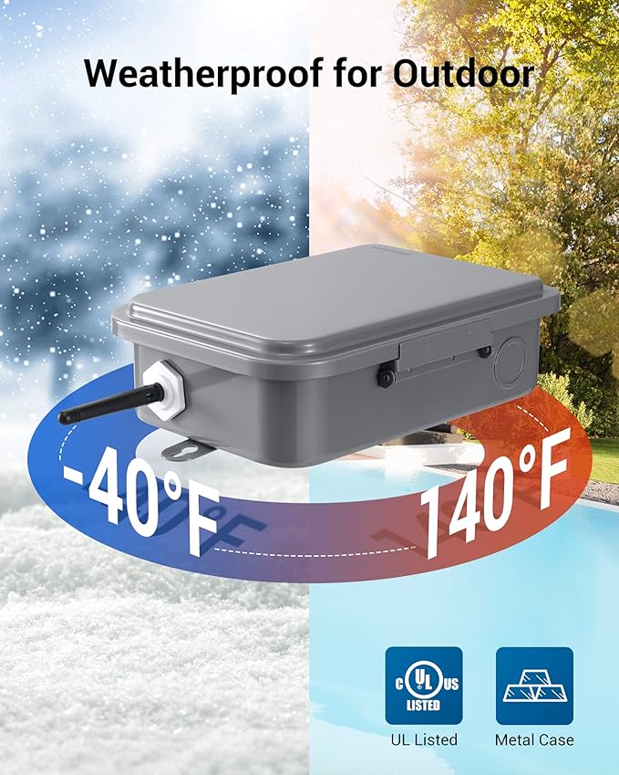 DEWENWILS Pool Pump Timer, Outdoor Smart Wi-Fi Box, Heavy Duty 40A 120-277 VAC 2HP Wireless Controller for Pool, Water Heater, Compatible with Smart Phone, Alexa, Google Assistant, UL Listed