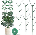 Plant Support Stakes, 12 Pcs Stackable Plant Support Poles with 20 Clips, 2 Roll Tie for Indoor Outdoor Monstera Climbing Plants, Green