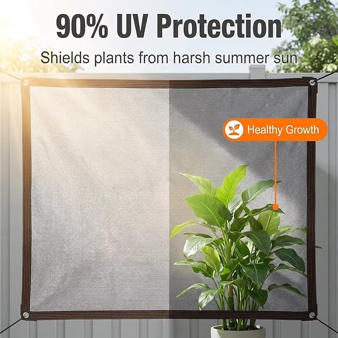 90% Shading Rate 49'x52' Gray Shade Cloth,UV Resistant Durable Mesh Tarp with Grommets&Reinforced Edges, Shade Net Using for Plants Cover, Greenhouse, Dog Kennel, Patio, Chicken House