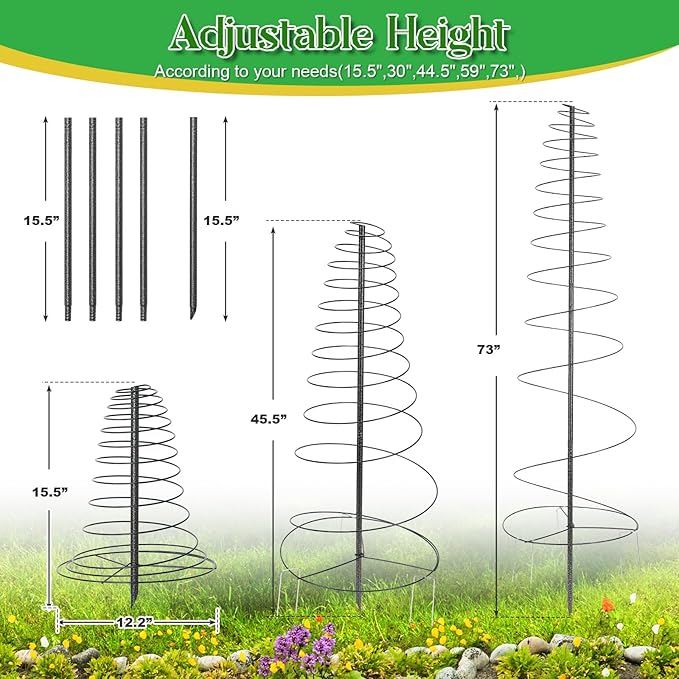 Outdoor Metal Trellis for Climbing Plants, Heavy Duty Rustproof Garden Trellis 45inch, Sturdy Plant Support for Roses, Ivy, Tomatoes, Cucumbers, Flowers 2pcs Black