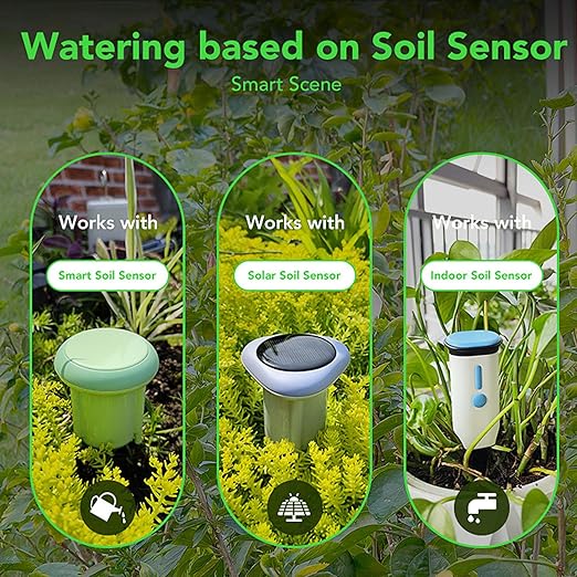 Eujgoov WiFi Automatic Plant Waterer Irrigation Drip System with App Control for Indoor Plants, 1800mAh Battery, 4 Drippers, Water Hose