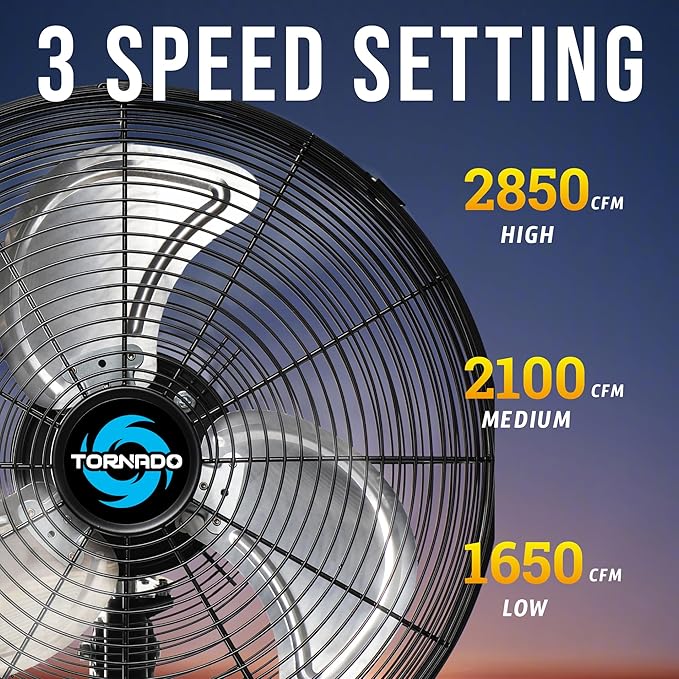 Tornado 2 Pack 16 Inch Pro Series Oscillating Wall Mount Fan -High Velocity Heavy Duty Metal Wall Mount Fan for Industrial, Commercial, Residential, and Greenhouse Use - UL Safety Listed