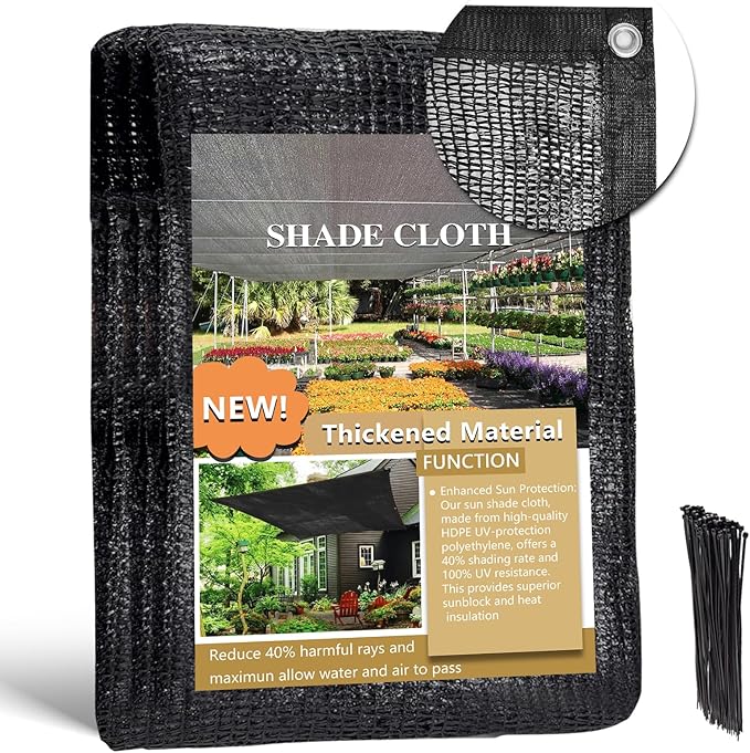 40% Garden Shade Cloth for Plants – 16x24FT UV-Resistant Greenhouse Shade Cloth, Heavy Duty Mesh Tarp with Grommets for Patio, Backyard, Gazebo, Deck and Plant Heat Protection