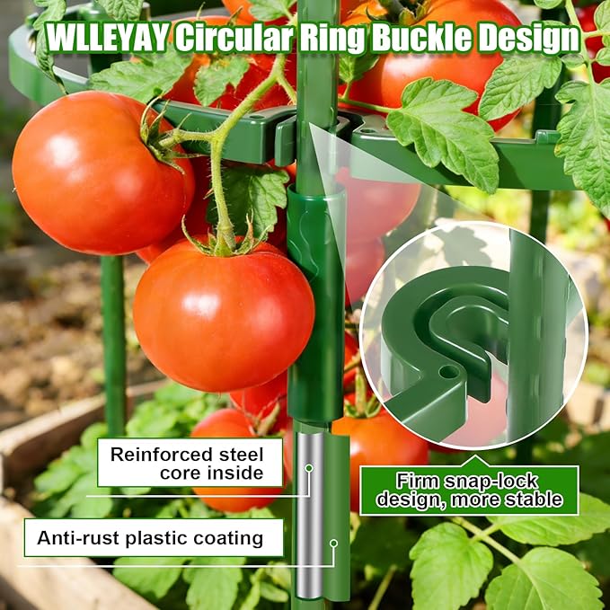 Garden Trellis, New Widened 3 Pack Tomato Cage For Garden, Up To 57'' Heavy-Duty Plant Support Tomato Trellis, Adjustable Height Tomato Stakes,Climbing Vines Flowers Stands Cucumber Trellis Plant Cage