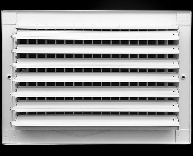 HVAC Premium 12''w X 8''h Adjustable AIR Supply Diffuser - HVAC Vent Cover Sidewall or Ceiling - Grille Register - High Airflow - White [Outer Dimensions: 13.75''w X 9.75''h]