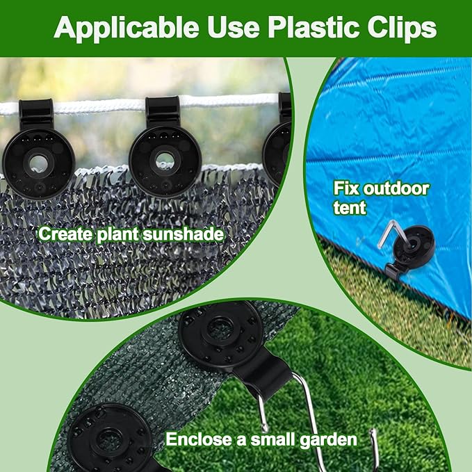 50 Pcs Shade Cloth Clips, Shade Cloth Plastic Clips Greenhouse Shade Cloth Fix Clamp, Windproof Awning Clamp Grip Tarp Clips for Sunshade Net, Anti Bird Netting, Garden Netting, Patio Accessories