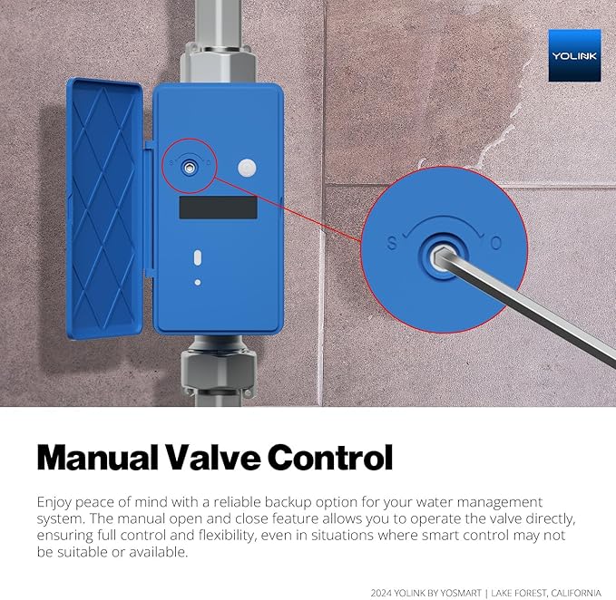 NSF Certified YoLink FlowSmart All-in-One Smart Water Meter & Auto Shutoff for 1.25" Pipes, LoRa Long-Range, Real-Time Leak Detection, 10-Year Battery, 80+ Device Ecosystem, Hub Included – YS5018