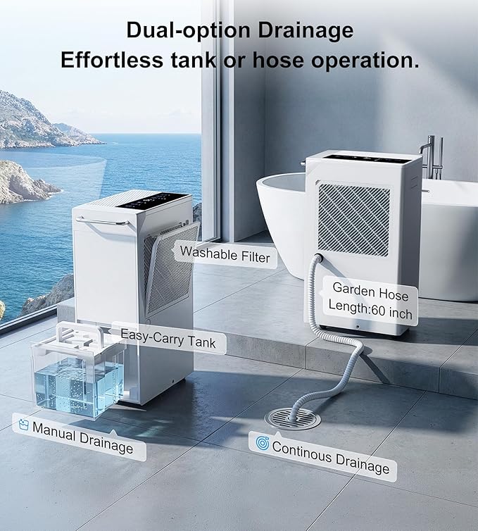 Landeagle 5500 Sq. Ft Dehumidifier for Basement,100 Pint/Day Large Compressor Dehumidifiers with Drain Hose,Smart Humidity Control,1.6 Gal Tank, 24H Timer & Child Lock for Home Bedroom Bathroom,Black
